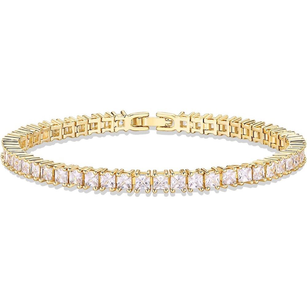 14K Gold Plated Cubic Zirconia Tennis Bracelet Women 7 Inch Elegant Jewelry